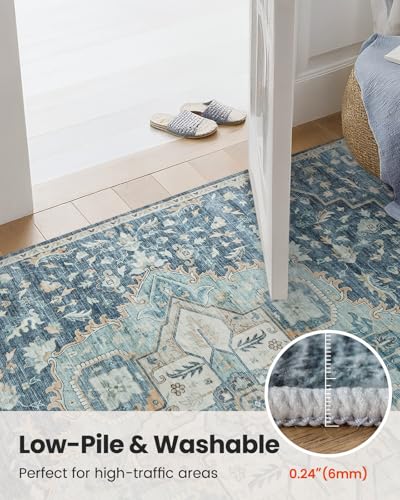 Amada 8x10 Washable Area Rug for Living Room (8' x 10' (Rectangular) / Blue/Yellow)