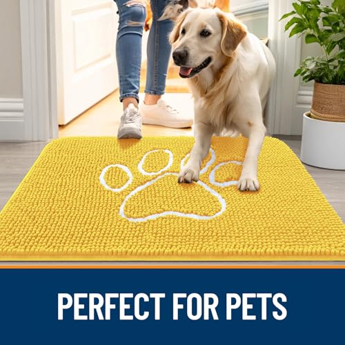 Dog Door Mat for Muddy Paws 48x30 (Yellow / 48" X 30")