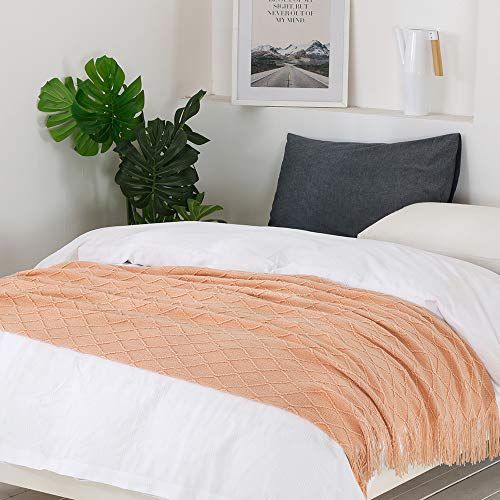Orange Throw Blanket 60x80 Inch Boho Knit Soft Throw Sofa Blanket (Coral / 60"x80")