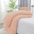 Chunky Knit Throw Blanket for Couch (Peach Fuzz / 40"x60" (Medium Size Throw）)