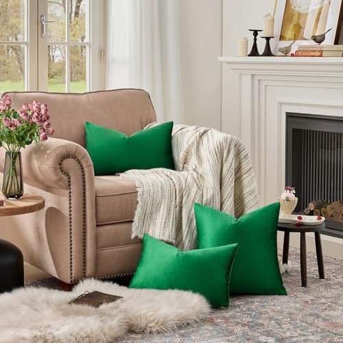 Green Pillow Covers 12x20 Decorative Pillows Pack of 2 (Forest Green / 20" x 12" (Pack of 2))