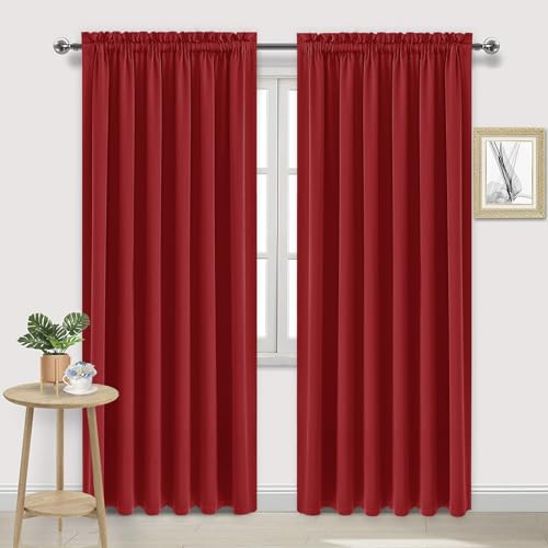 Wide Blackout Curtains for Bedroom Living Room 70 x 84 Inch Long Red (Red / 70"W x 84"L (Pack of 2))