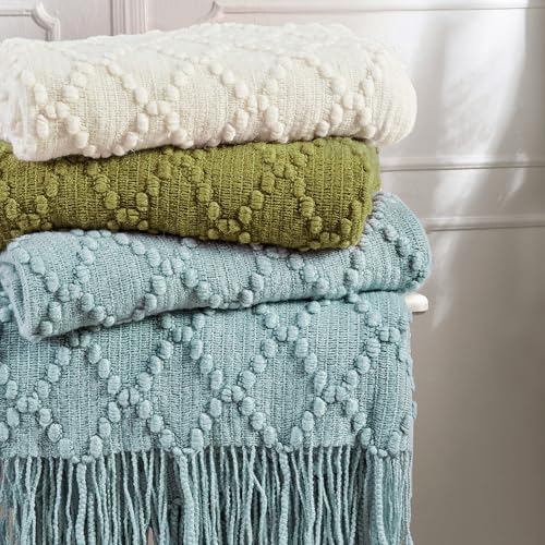 Olive Throw Blanket 50 x70 Inch Jacquard Throw Knitted Blanket (Jacquard-olive / 50"x70")