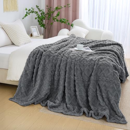 Fleece Throw Blanket for Couch Sofar 50"x60" Grey (Gray / Throw(50×60in))