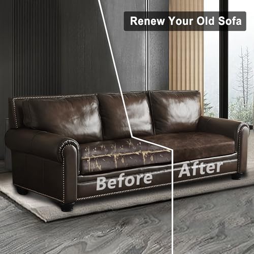 Leather Look Couch Cushion Covers Sofa Seat Slipcovers Sets Couches Furniture Protector for Sectional Armchair Loveseat Pets Kids Stretch (1 Cushion XL Sofa / Brown)