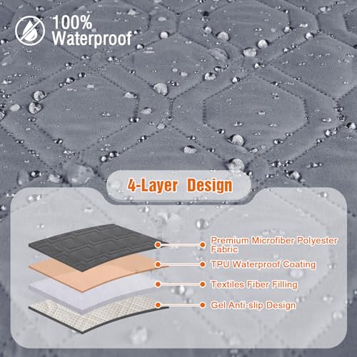 Waterproof Recliner Couch Covers Washable (Dark Gray / 3 Seater)