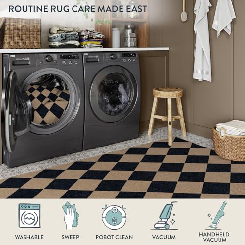 Colette Checkered Easy Jute Entry Rug (3' x 5' (Rectangular) / Nature and Black/Checkerboard -2)