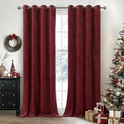 Extra Long Velvet Curtains 108 Inch Length for Living Room (Burgundy / 52"W x 108"L (Pack of 2))