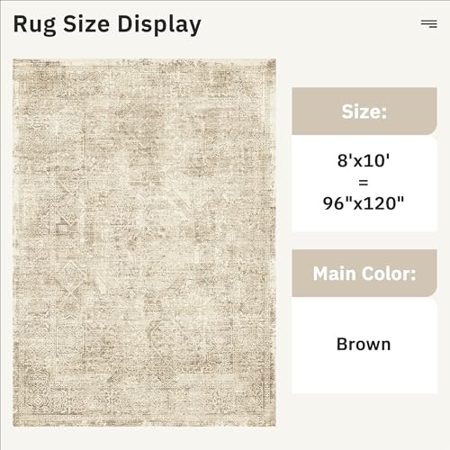 Washable Area Rug 8x10 Large Soft Living Room Rugs Light Brown (Light Brown / 8' x 10' (Rectangular))