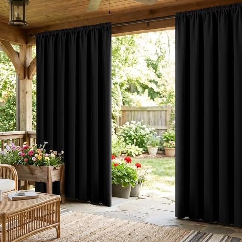 Black Blackout Curtains 45 inch Length 2 Panels Set (Black / 52"W x 45"L (Pack of 2))