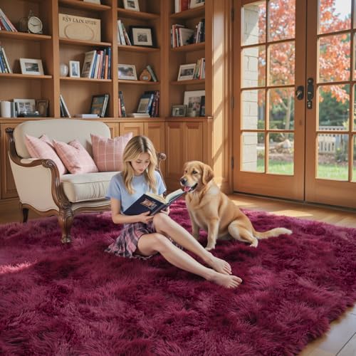 4x6 Area Rugs for Bedroom (Burgundy / 4' x 6' (Rectangular))