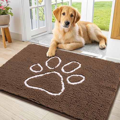 Dog Door Mat for Muddy Paws (36"X24" / Coffee and White)