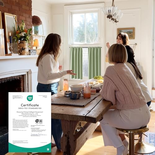 100% Blackout Short Curtains for Small Window (100% Blackout - Sage Green / 42"W x 45"L (Pack of 2))