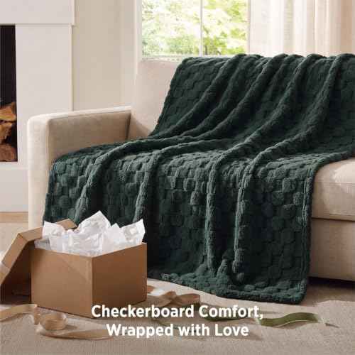 Checkered Soft Cozy Twin Blanket for Bed (Dark Green / Twin (60" X 80"))