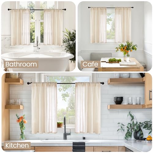 Linen Natural Curtains 40 Inch Length for Short Window (Natural / 30"W x 40"L (Pack of 2))