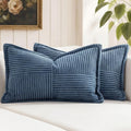 Decorative Lumbar Throw Pillow Covers 12x24 Inch Blue 2 Pack (Blue / 24" x 12" (Pack of 2))