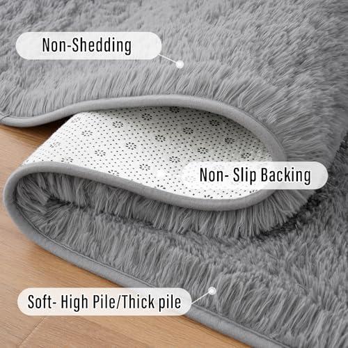 Shag Fluffy Small Rug (2' x 4' (Runner) / Grey)