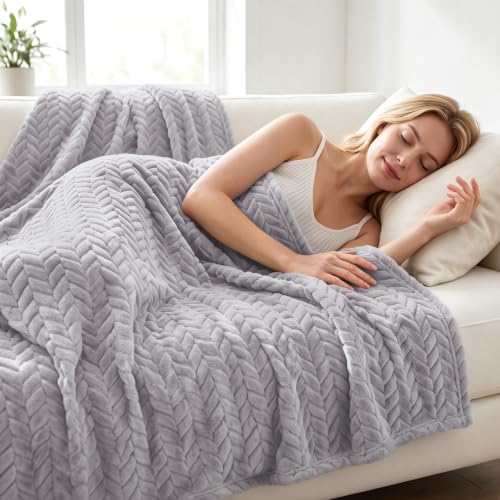 Soft Fleece Bed Blanket Twin Size (Light Grey / Twin ( 60x80 IN ))
