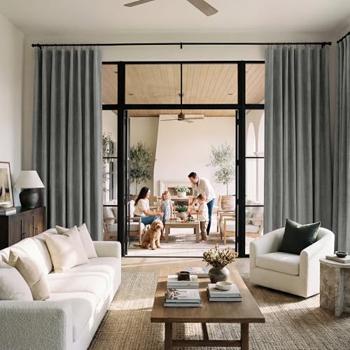 Grey 100% Blackout Curtains 84 Inch Long for Bedroom (Grey / 52"W x 84"L (Pack of 2))
