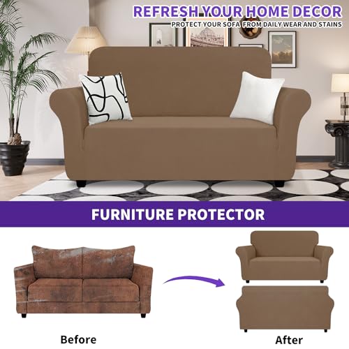 Super Stretch Loveseat Covers (- Light Coffee / Medium (57"-70"))