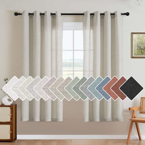 Living Room Linen Curtains (52"W x 72"L (Pack of 2) / Pale Oak)