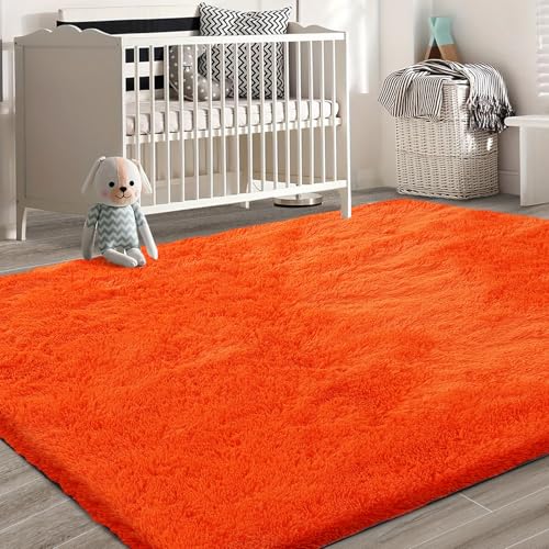 Orange Shag Area Rugs for Bedroom Living Room