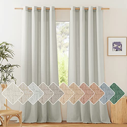 Gray Linen Curtains 108 inches Long for Living Room (Grey / 55"W x 108"L (Pack of 2))
