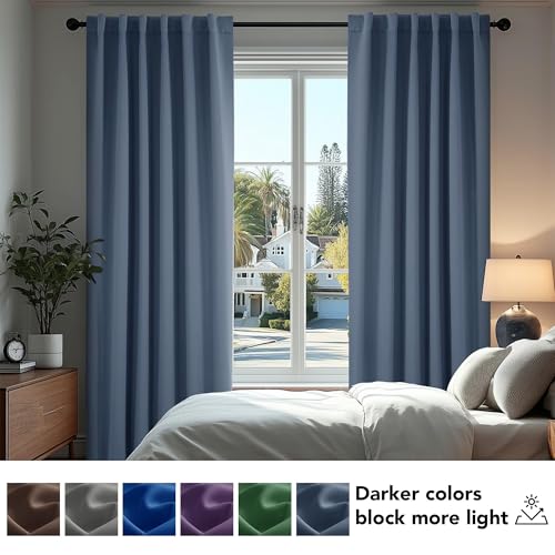 Blackout Curtains for Bedroom (Grayish Blue / 52"W x 63"L (Pack of 2))