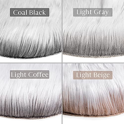 Ashler Faux Fur Rug (3' x 2' (Irregular) / R-frosted Bottom Gray)