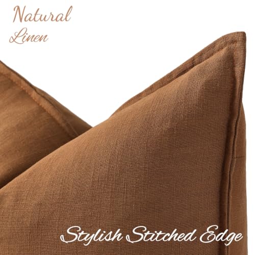Fall Brick Linen Throw Pillow Covers 24x24 Set of 2 (Brick / 24" x 24" (Pack of 2))