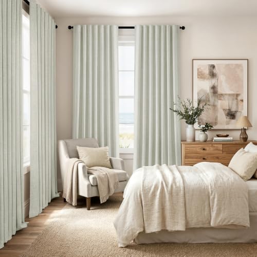 100% Blackout Linen Curtains 42 x 72 Inch Light Beige 2 Panels (Light Beige / 42"W x 72"L (Pack of 2))