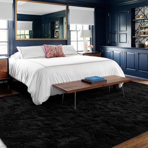 7x10 Ft Extra Large Shag Rugs for Living Room (Aa Black / 7' X 10' (Rectangular))
