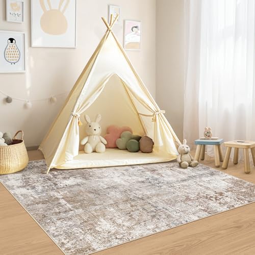 Square Area Rugs (Brown/Grey/Red / 5' x 5' (Square))