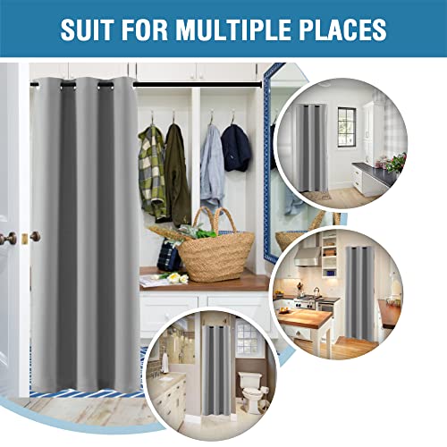 Doorway Curtain Blackout Closet Door Curtain Room Divider Window Treatment Curtain for Bedroom Thermal Insulated Privacy Drape Soundproof Grommet (42"W x 80"L (Pack of 1) / Dove Gray)