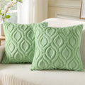 Faux Fur Light Sage Green Throw Pillow Covers 18x18 Set of 2 (18" x 18" (Pack of 2) / Light Sage Green)