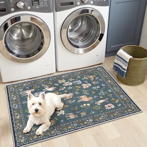 2x3 Dog Rugs for Entryway (Dog/Navy Blue / 2' x 3' (Rectangular))