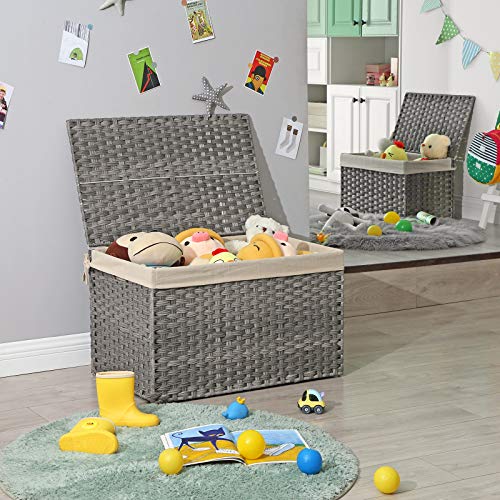 Woven Storage Basket with Lid (160 L / Gray)