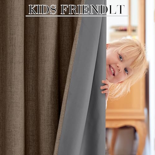 Brown 100% Blackout Curtains 63 Inch Long for Bedroom Bedroom (Brown / 52"W x 63"L (Pack of 2))