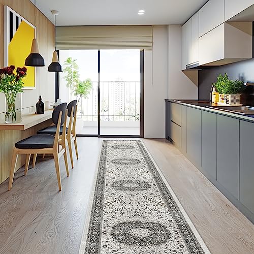 Hallway Washable Runner Rug (2'6" x 12' (Rectangular) / Grey)