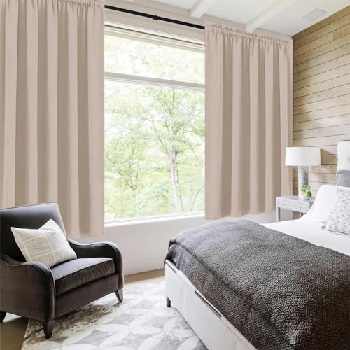 Short Blackout Curtains 60 x 36 Inch Long for Kitchen RV Bunk Camel (Camel / 60"W x 36"L (Pack of 2))