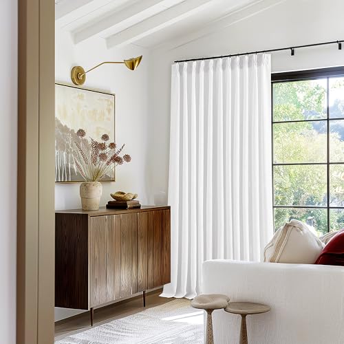 Snow White Pinch Pleat Semi Sheer Linen Curtains W70xL102 1 Panel (Snow White / 70"W x 102"L (Pack of 1))
