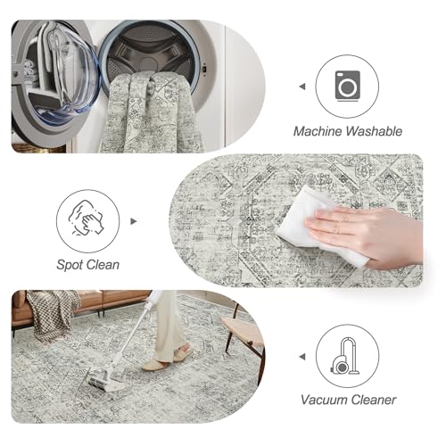 6x9 Area Rug for Living Room Washable Non (Light Gray / 6' x 9' (Rectangular))