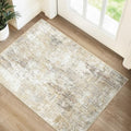 Washable 2'x3' Abstract Area Rug for Living Room Neutral Brown (Gray/Neutral Brown / 2' x 3' (Rectangular))