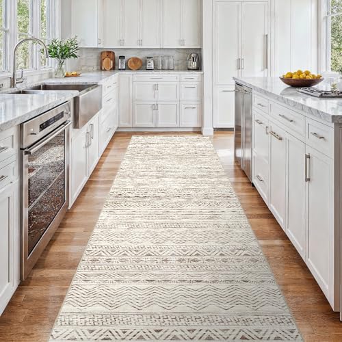3x15 Runner Rug Washable Moroccan (Beige / 3' x 15')