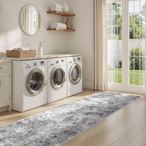 2x10 Washable Runner Rug for Hallway (Grey / 2' x 10' (Runner))