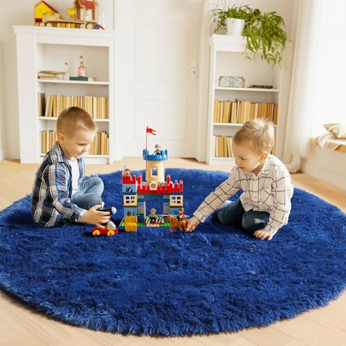 Navy Blue Round Area Rugs 5ft (Navy Blue / 5' (Round))