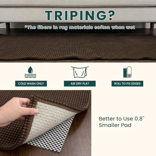 Rugs for Entryway 3x5 ft Washable Area Rug Non Slip Rubber Backed Entry Rug Woven Indoor Door Mat Cotton Kitchen Rugs Floor Carpet for Entryway (Brown/Dark Brown / 3' x 5' (Rectangular))