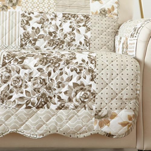 Reversible Patchwork Recliner Cover (Recliner / Patchwork - Taupe)