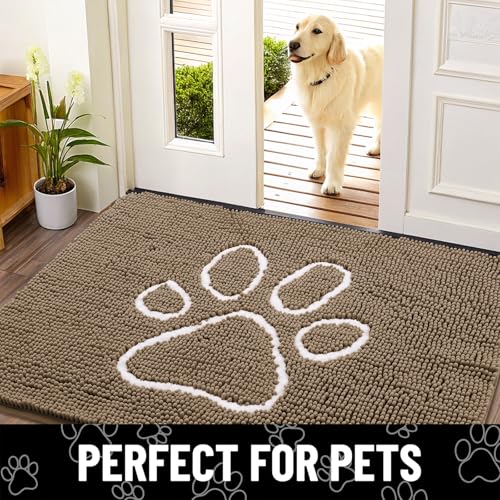 Dog Door Mat for Muddy Paws (70"X24" / Camel and Black)
