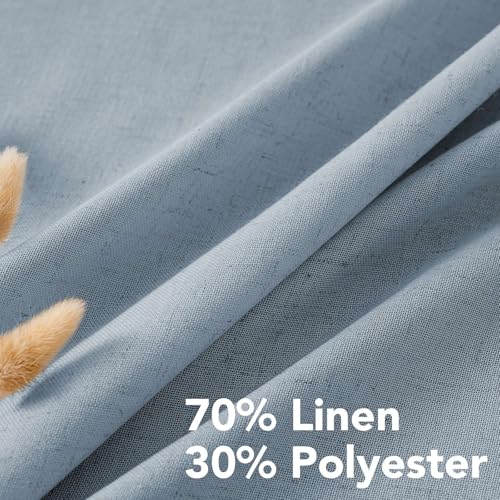 Linen Curtains Home Decorative Nickel Grommet Curtains Privacy Added Energy Saving Light Filtering Window Treatments Draperies for Bedroom (52"W x 72"L (Pack of 2) / Stone Blue)